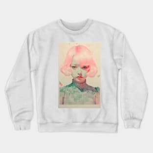 Ethereal Riso Lady: Grace in Print Crewneck Sweatshirt